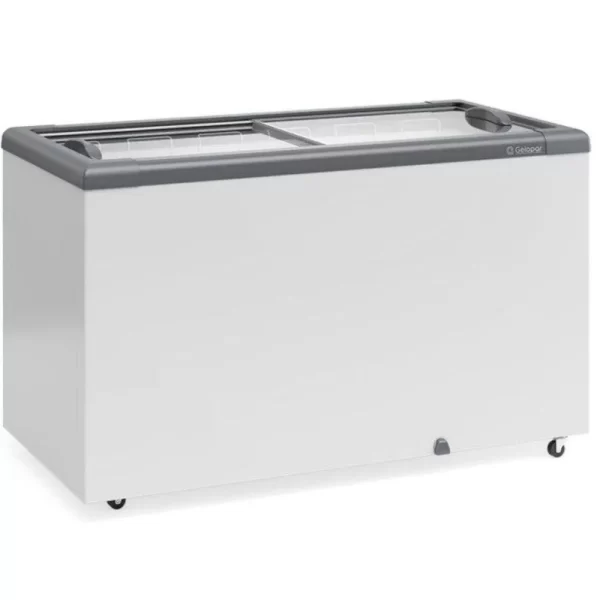 Freezer Plano Vidro Reto Deslizante - Expositor 395 Litros Cinza 110V