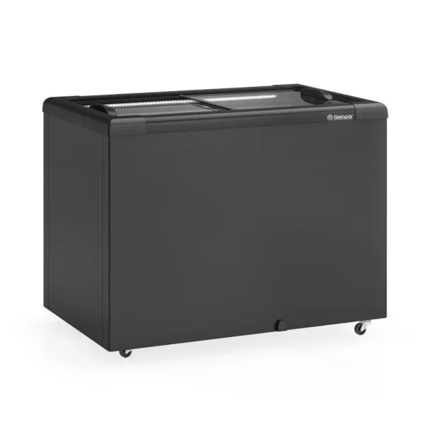 Freezer Plano Vidro Reto Deslizante - Expositor 295 Litros All Black Gelopar 220V