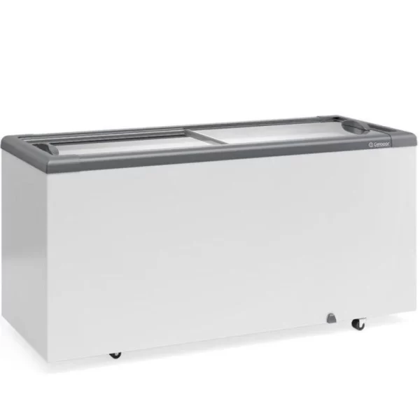 Freezer Plano Vidro Reto Deslizante - Expositor 500 Litros Cinza 110V